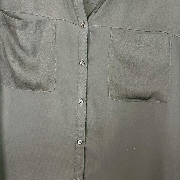 Mossimo Light-weight Black Button-Up Long Sleeve Blouse - Large - Picture 4 of 8